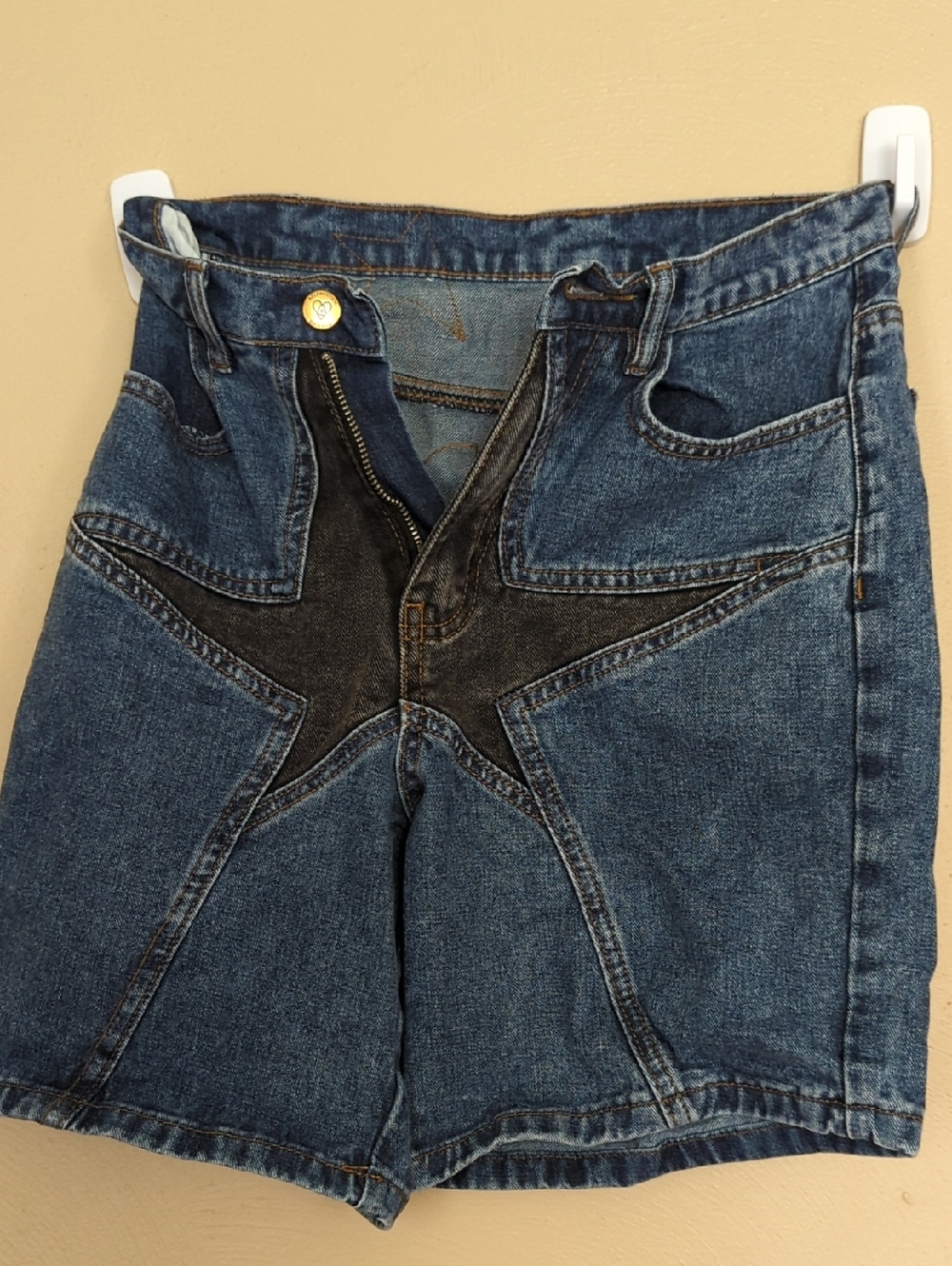 Women's Blue Denim Shorts with Star Accent
